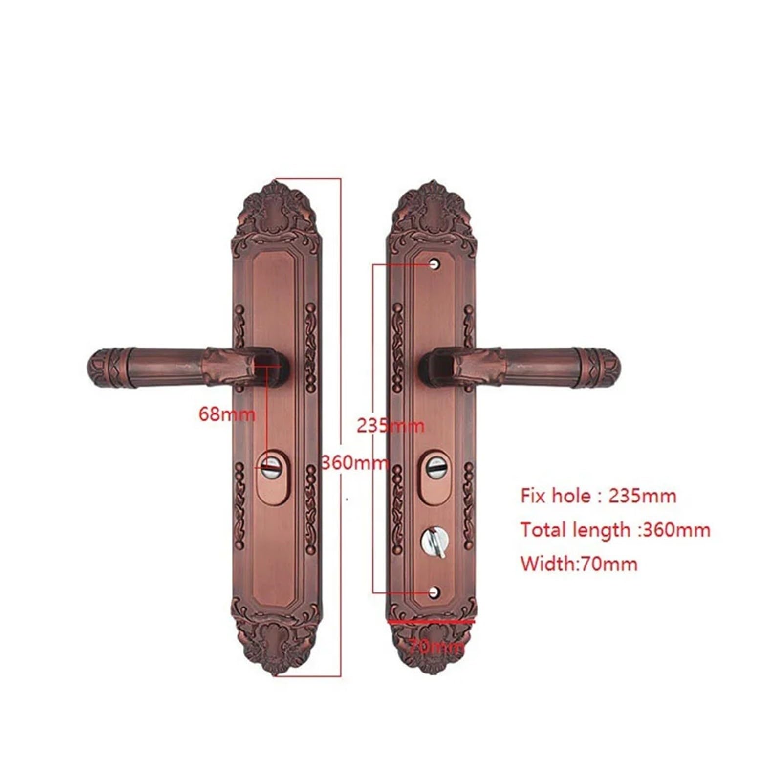 Aluminiowy panel zamka drzwi z czerwonym brązem, zabezpieczenie przed kradzieżą(1switch-right-7cm)
