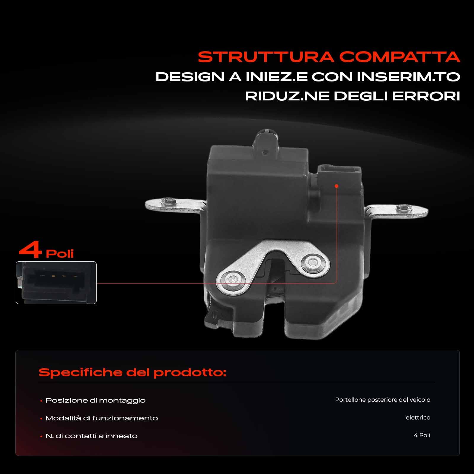 Frankberg Serratura porta serratura auto Portellone posteriore Compatibile con Ypsilon 312 Ypsilon 843 Doblo MPV 263 Doblo MPV 119 223 Doblo Furgone/MPV 223 Replace# 51873093