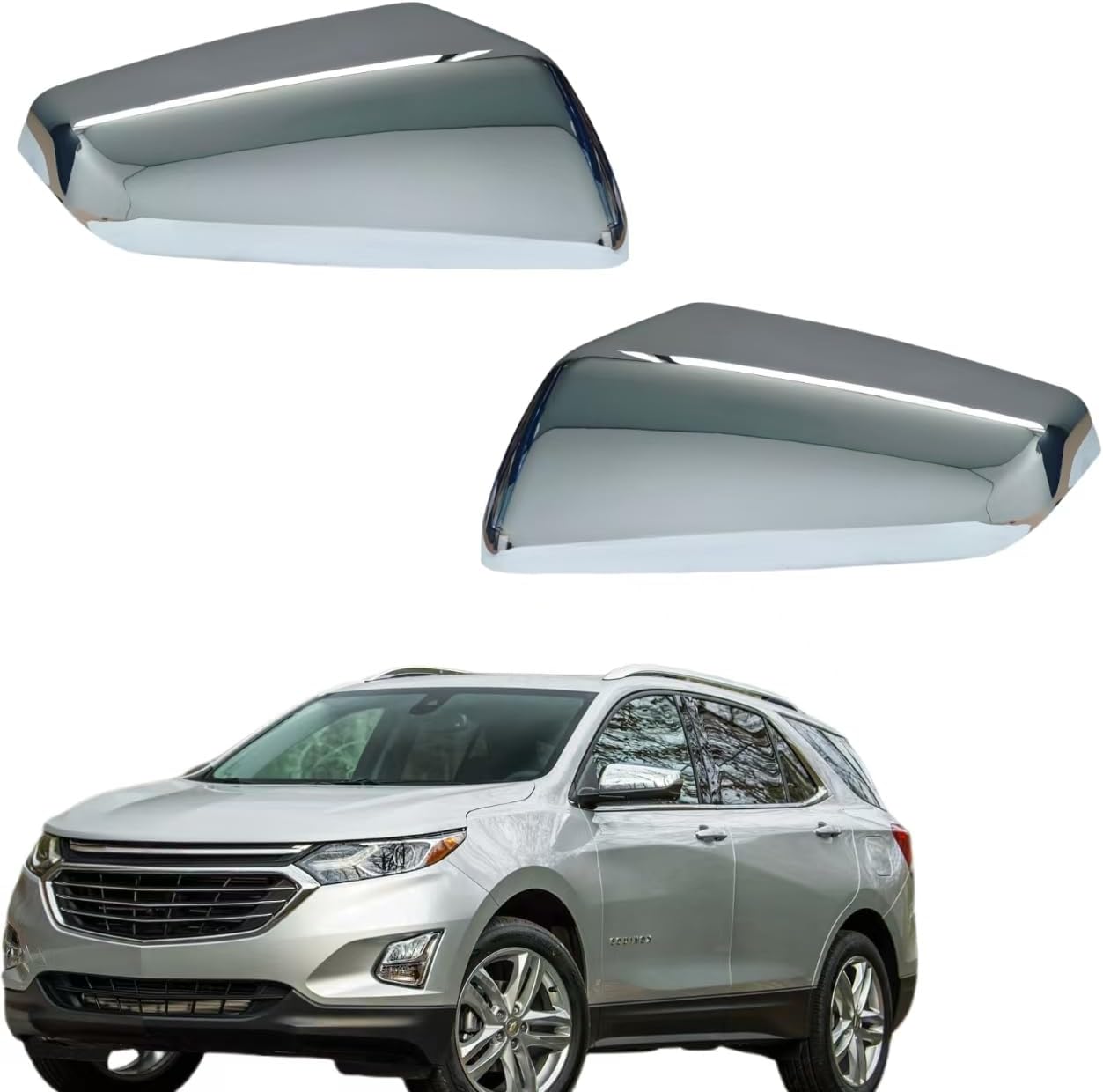 Exterior Mirror Cap Cover Fit for 2018-2023 Chevrolet Equinox, 2018-2023 GMC Terrain (Chrome)