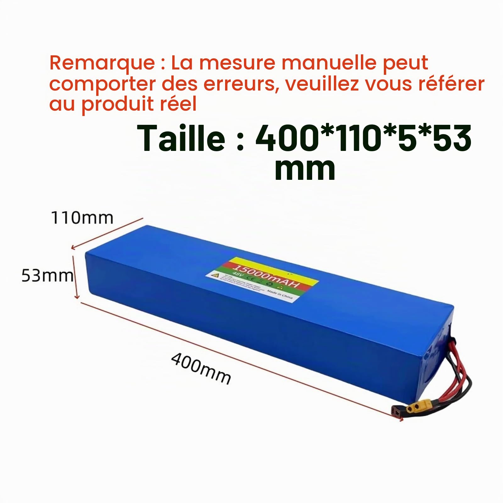 Batterie lithium 13S4P 48 V 15 000 mAh, chargeur et adaptateur secteur inclus, compatible avec les batteries des trottinettes Kugoo M4/M4Pro/M5/M5Pro/Max Speed ​​(avec BMS).(DC-XT60-1pcs battery)