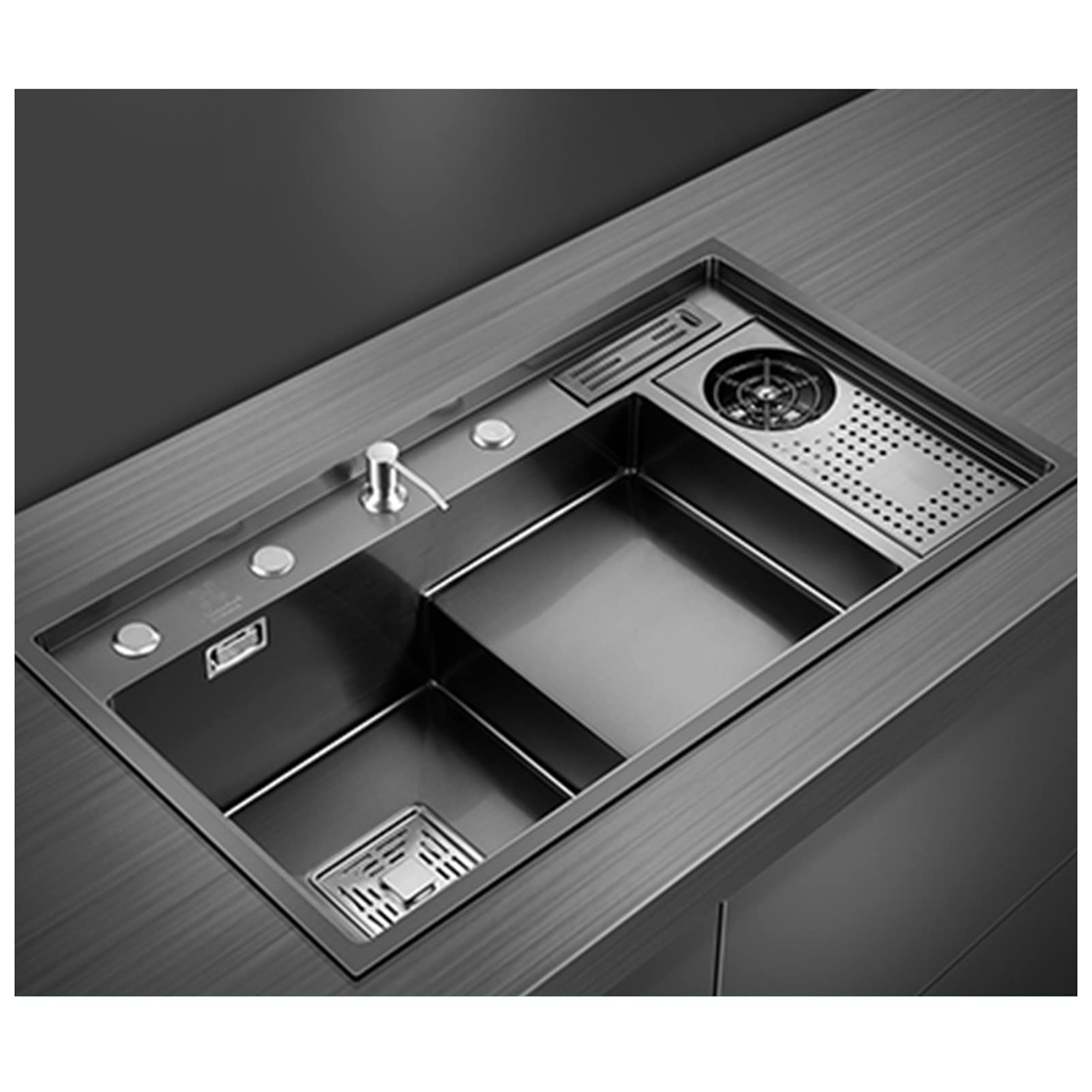 Stainless Steel Kitchen Sink with Multifunctional Step Bar, Ideal for Prep Work in RV or Home Kitchen, Compatible Top Mount Undermount Installation