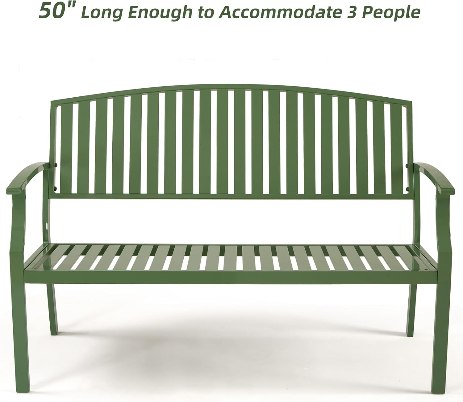 52" Outdoor Garden Bench Weatherproof, Rust-Resistant Aluminum Metal 2-Person Garden Bench with 660 lbs Weight Capacity, Patio Benches for Outdoors Porch, Patio, Backyard and Park(Green)