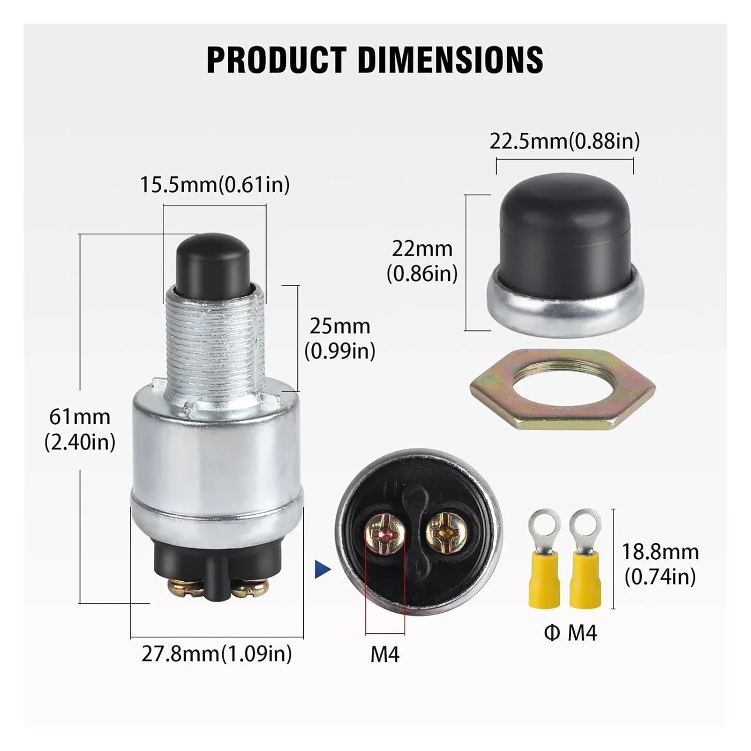 3pcs Waterproof 60A Ignition Engine Start Switch Push Starter Switch for Car Truck Boat Yacht Horn Replacement Button Car