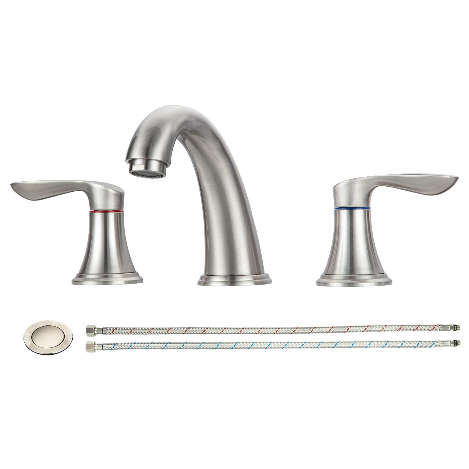 Moderner Waschtisch-Wasserhahn In Gebürstetem Nickel – Verstellbar Für 3-Loch-Armaturen (20,3–40,6 Cm)