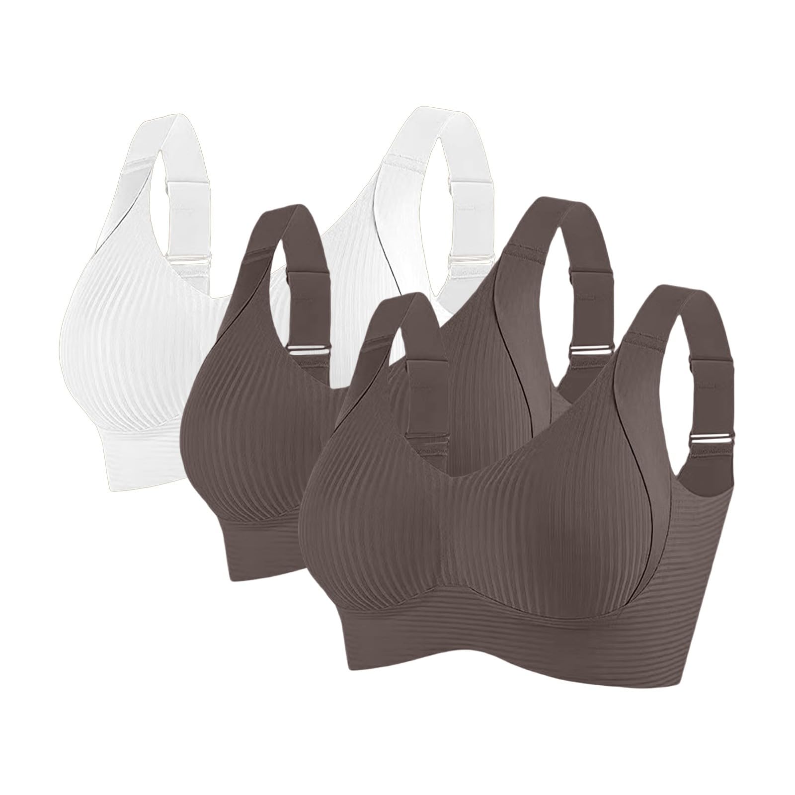 Reggiseni Comfort da Donna UK Sport Push Up Senza Cuciture Confezione da 3 Wireless a Costine Grandi Seni Cadenti Top da Donna Anziani Sport Support Lift Reggiseno Morbido Regolabile Comfort ad Alto