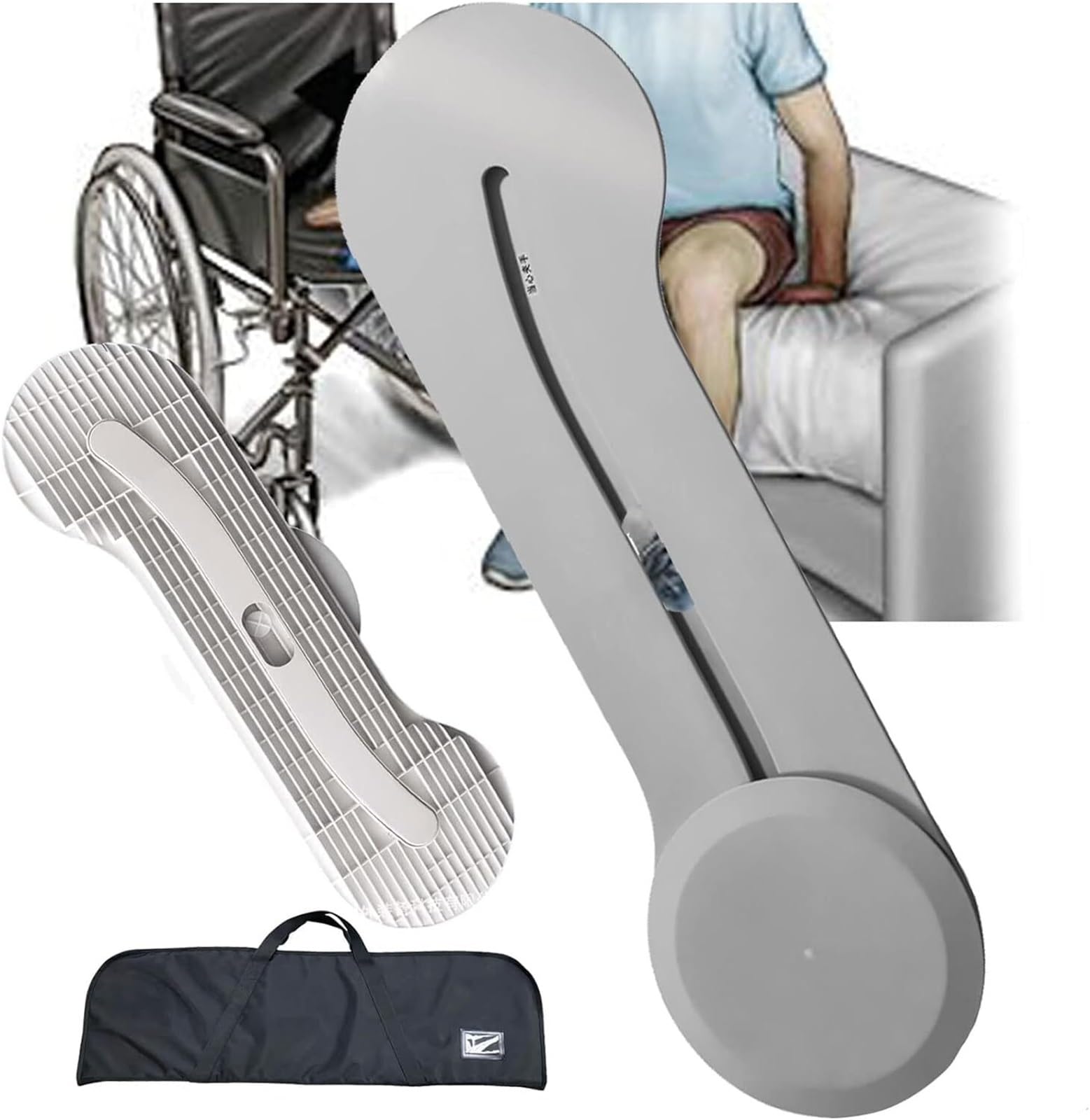 Tabla de Transferencia para Silla de Ruedas, 102 cm Giratoria | Polímero resistente, disco giratorio 360°, transferencia sin fricción, cama/baño/coche, ancianos, 400 lbs(Grigio)