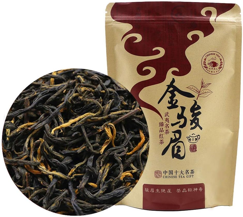 GRANDNESS Jin Jun Mei Black Tea - Chinese Black Tea Loose Leaf - Fujian Wuyi Tea Red with Gold Tips -Golden Monkey Tea- Weight Loose (8.8oz 250g)