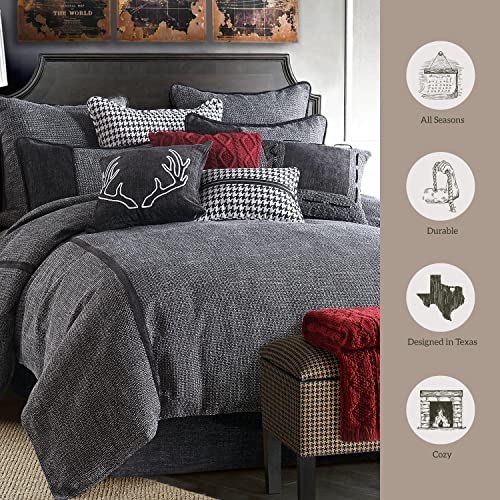 Image of HiEnd Accents Hamilton 4 Piece Queen Black White Tweed Comforter Set