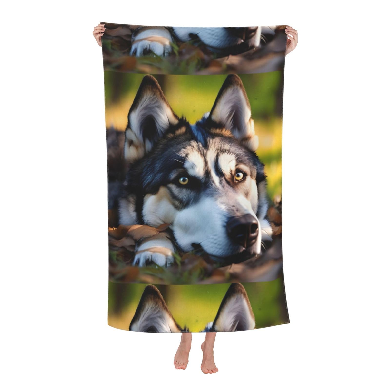 Cbaaghh Husky Dog Pattern Print Adult Beach Towels,Beach & Pool Towel,Beach Towels,Towels For Camping