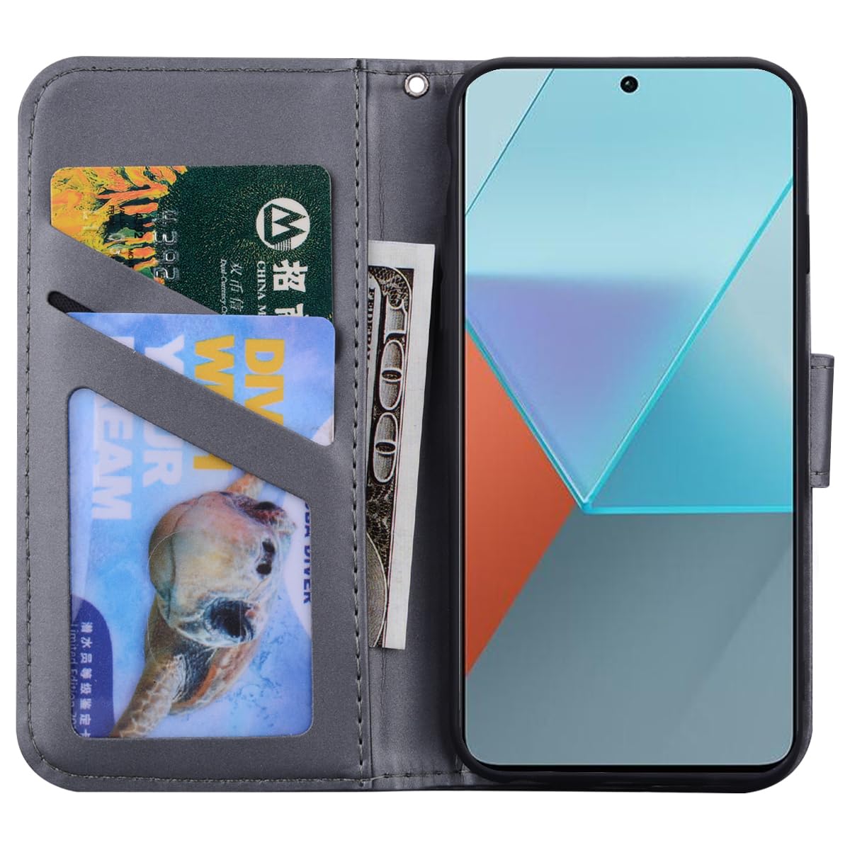 Rostsant Xiaomi Redmi Note 13 Pro 5G Case Cover Skin Feel PU Leather Case Redmi Note 13 Pro 5G Magnetic Closure Protective Wallet Flip Cover Stand Protective Case for Xiaomi Note 13 Pro Gray Bear - Image 3