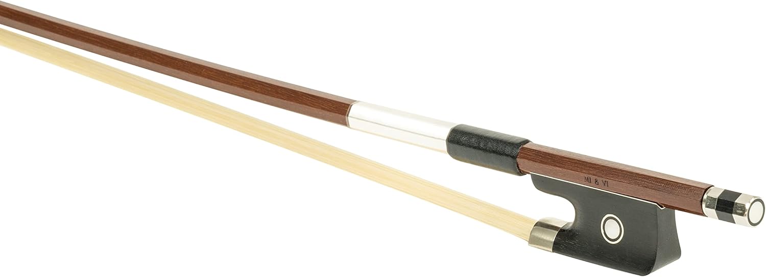 MI&VI CB-510 Brazilwood Cello Bow (Size 1/4) with Ebony Frog | Octagonal Silver Mount | Well Balanced | Light Weight | Mongolian Horse Hair - MIVI Music