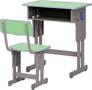 Kids Desk and Chair Set,Height Adjustable School Study Desk and Chair Wooden Children Study Tablewith Storage Drawer,Student Writing Desk for Bedroom & Study Room Boys Girls Light Green 60cm