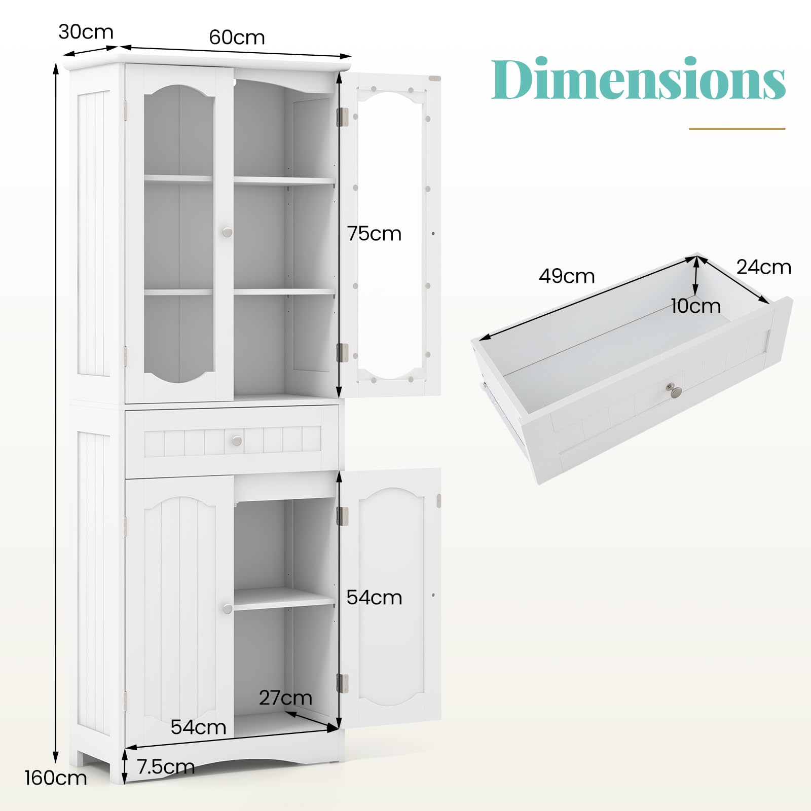 LIFEZEAL Armoire Murale Salle De Bain 54x20x60cm Blanche - 2 Portes Et Étagère Réglable