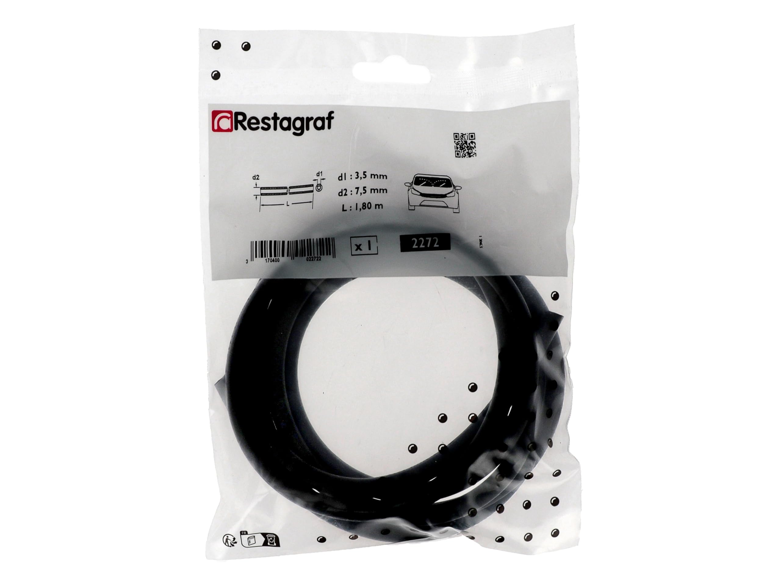Restagraf Assortiment Tuyaux Lave-Glace 4mm 1,80m Avec Raccords - Kit Réparation Voiture Universel Noir