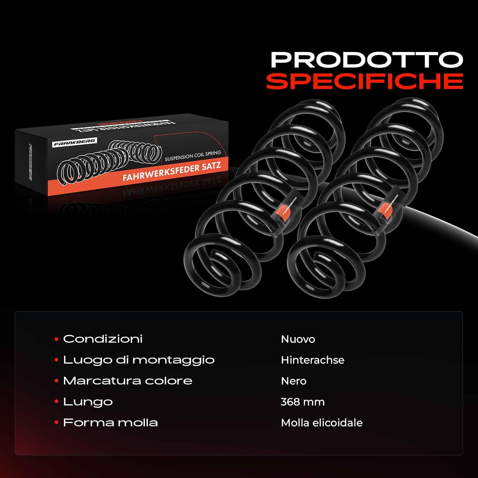 Frankberg 2 molle per sospensioni assale posteriore 3C0511115AF | Compatibile con: P.a.s.s.a.t 3C2, P.a.s.s.a.t Variant 3C5, T.i.g.u.a.n 5N
