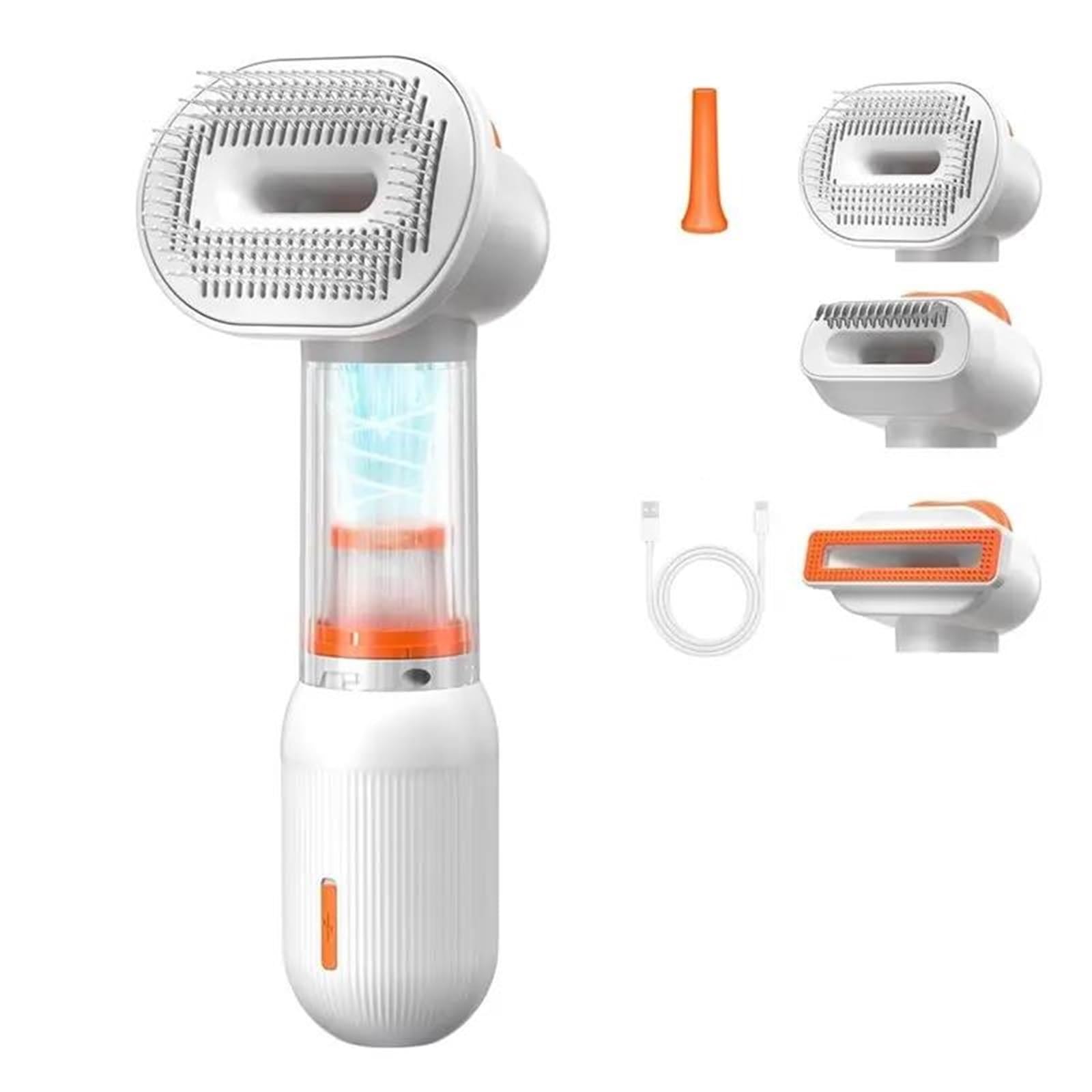 4 in 1 Spazzola Aspirante per Cani e Gatti – Autopulente e Ricaricabile – Pettine per Animali con 4 Testine Intercambiabili – Ideale per la Toelettatura