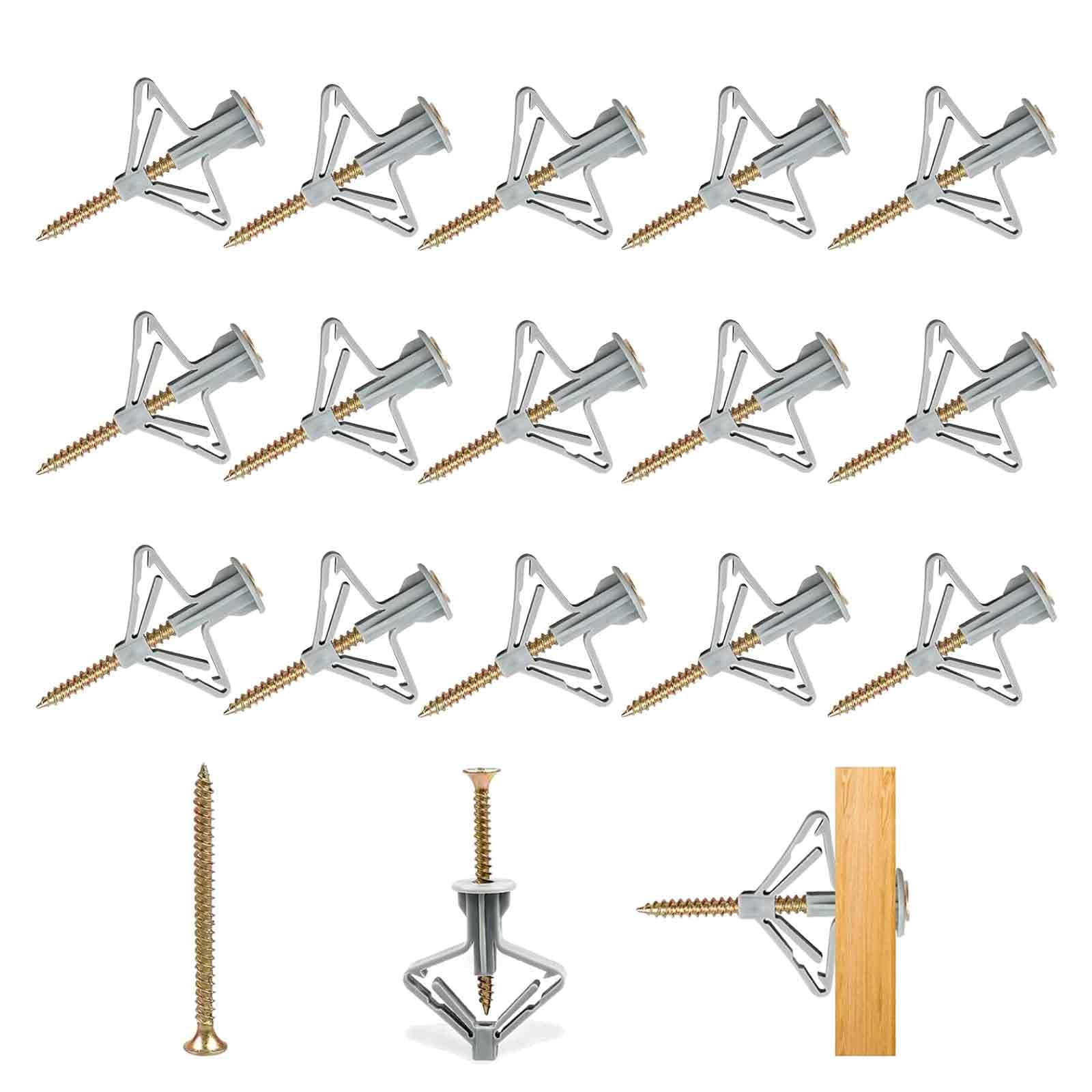 200 Pcs Plasterboard Wall Plugs and Screws Set, Plasterboard Fixings