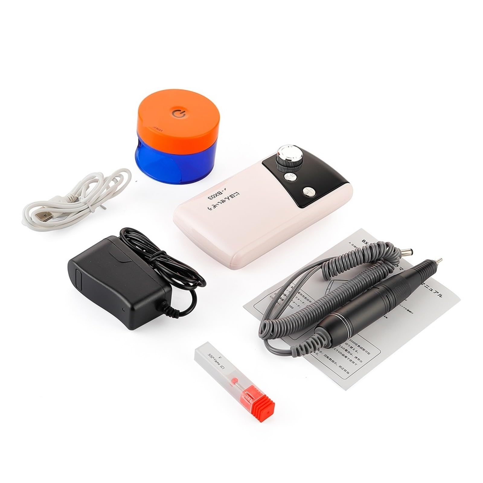Máquina perforadora de uñas 2 en 1 35000 RPM, lijadora pulidora , taladro manicura, lima eléctrica con lámparas Mini secador ,Baja vibración(Bianco)