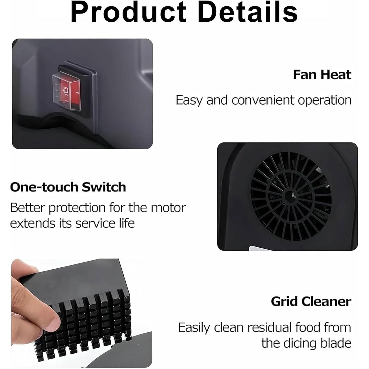 Elektrischer Lebensmittelschneider, 100 W, kommerzieller Gemüseschneider mit 4 Edelstahlklingen, ideal für Zwiebeln, Tomaten, Gurken, Karotten und Paprika