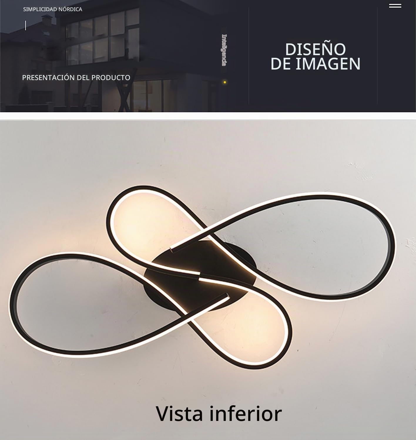 Luz de techo LED,Lámpara de techo LED regulable,Lámpara de techo salón con mando a distancia,iluminación interior creativa en metal, Decor Plafon techo para dormitorio comedor sala (Negro, 60cm)