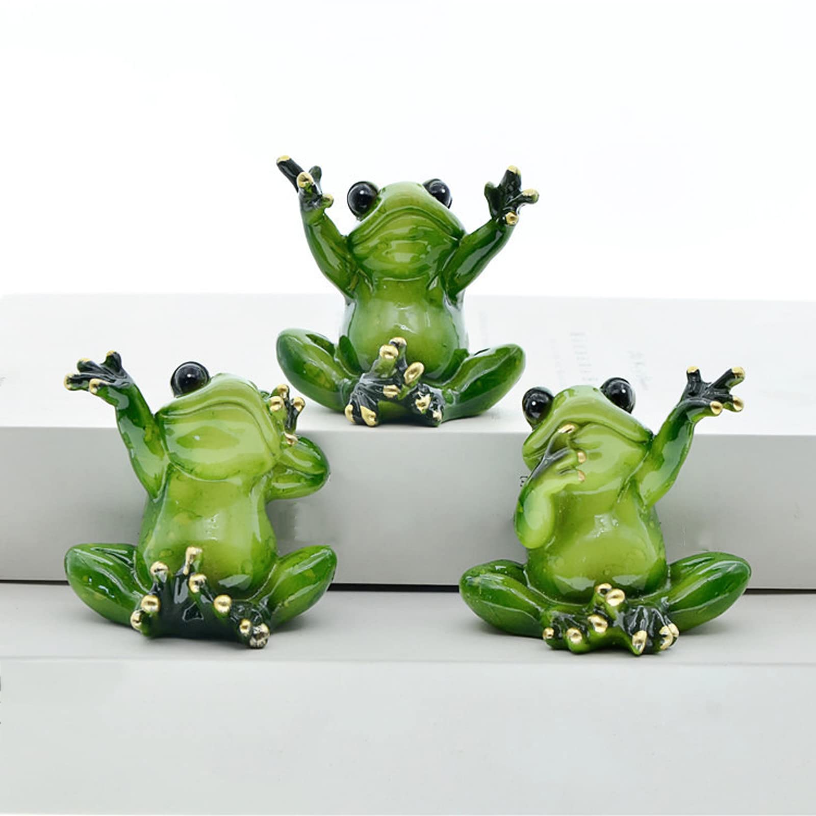 MFFIRE Rzeźby ogrodowe żaby, 3 sztuki, żaba, prośba, przytulenie, figurki ogrodowe, żaby, dekoracja, rzeźba, żaba, do rzeźb wróżek, ozdoby do ogrodu, dekoracja podwórka