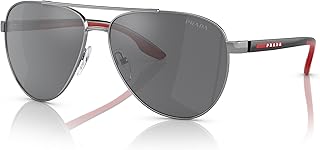 Prada Herren 5AV07G Sonnenbrille, Ruthenium/Grausilber, Einheitsgröße (Herstellergröße: 65)