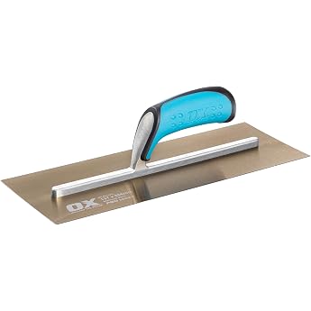 OX-P011014 Plaster Trowel - Pro Stainless Steel Spatula - Heavy Duty Plaster Trowel for Finishing / Skimming / Rendering - Multicolored - 127 x 356 mm