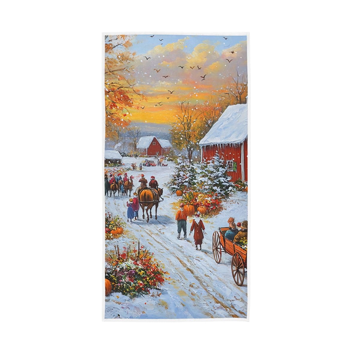 LSRCPD Winter Farm Hand Towels for Bathroom Clearance, Hand Towels for Bathroom, Travel, Camp, Hotel, Spa 15 x 30 Inches