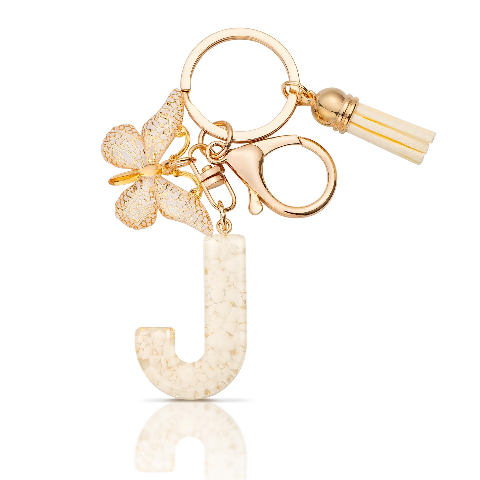 MORSUNBELA Schlüsselanhänger Buchstabe Mädchen Geschenke Schlüsselanhänger mit Buchstaben Anfangsbuchstabe Schmetterling Keychain Letter für Frauen Damen