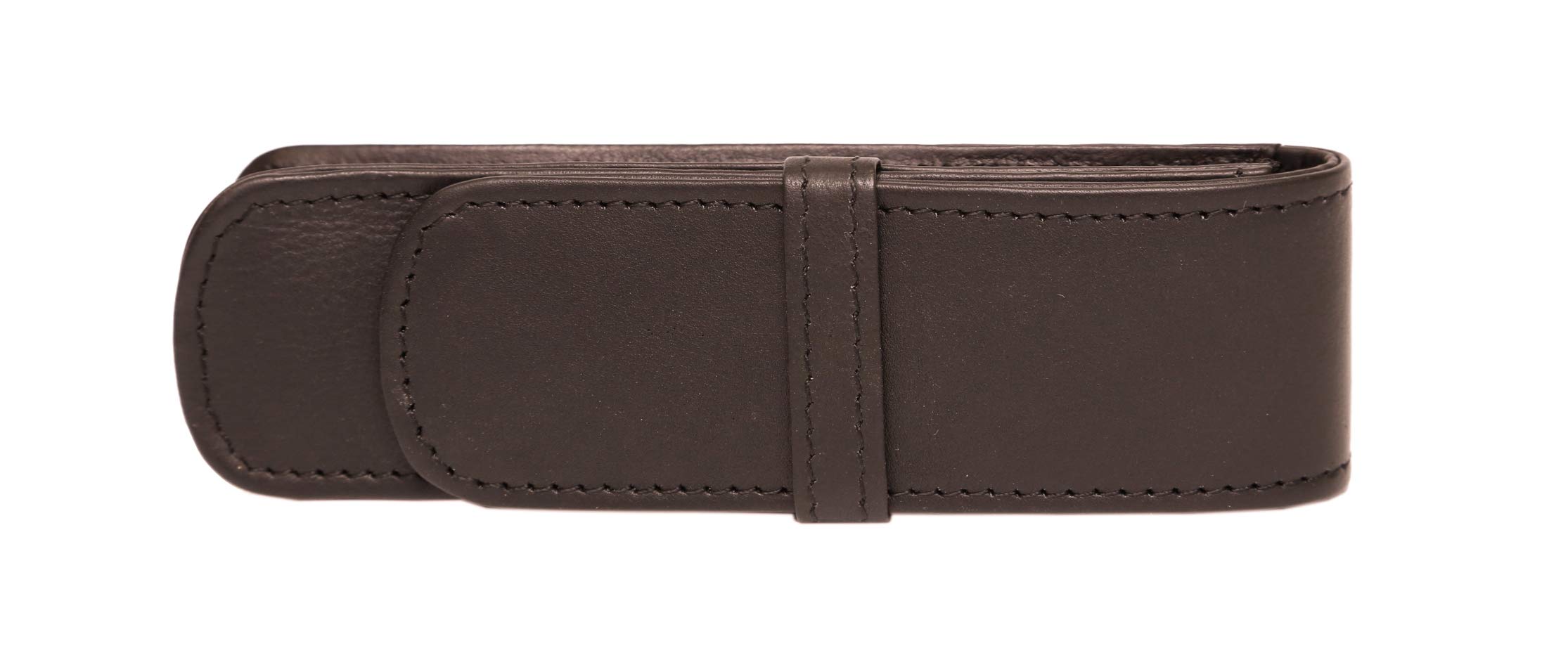 ASHLIN Genuine Leather 'Fabian' Double 2 Pen Case, Dark Brown