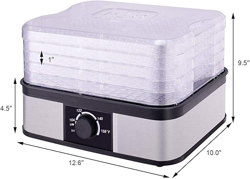 Miniatura 6 de Safstar - Máquina deshidratadora de alimentos de 5 niveles, deshidratadores eléctricos de frutas y verduras con temperatura ajustable de 104 -158 ,
