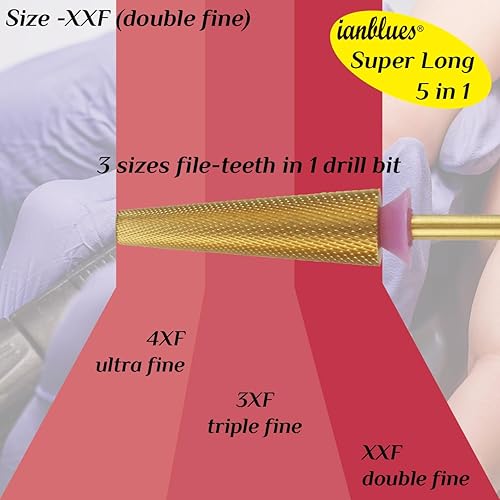 Miniatura 2 de Broca de uñas 5 en 1, edición súper larga, diseño de máquina perforadora para uñas de extensión, uñas acrílicas falsas y geles de uñas normales,
