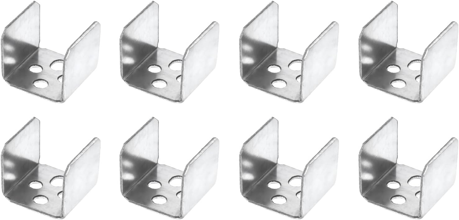 uxcell 8 Pcs U Bracket for 0.96" Panels, 28 x 28 x 24mm Metal U Shaped Fasteners Brackets for Guardrail or Partitions Connection, Silver