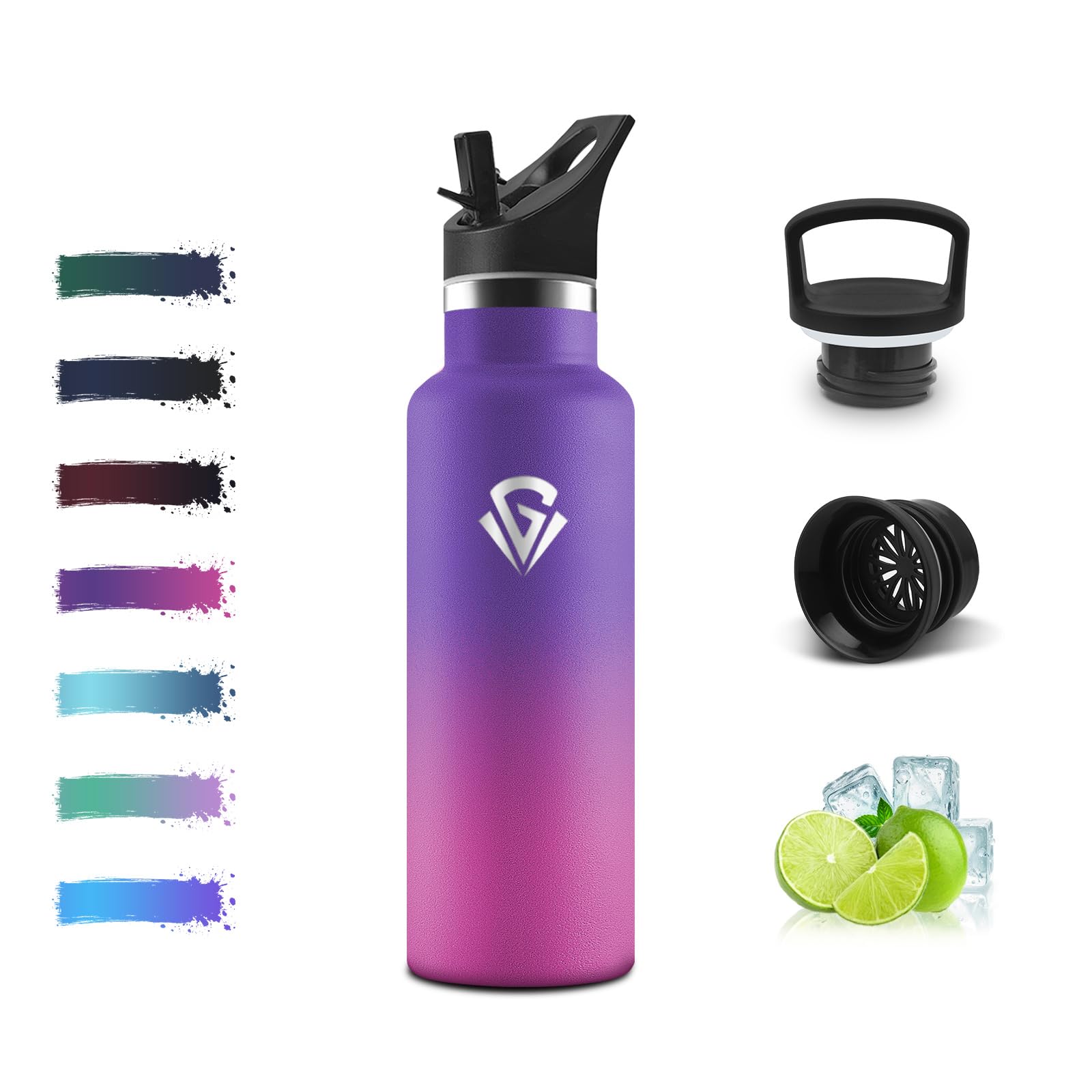Mulbijeo Water Bottle 500 ml, BPA-Free, Thermal Mug with Straw, Leak-Proof Insulated Flask, Double Walled, Stainless Steel, Thermos Flask for School, Travel, Jogging