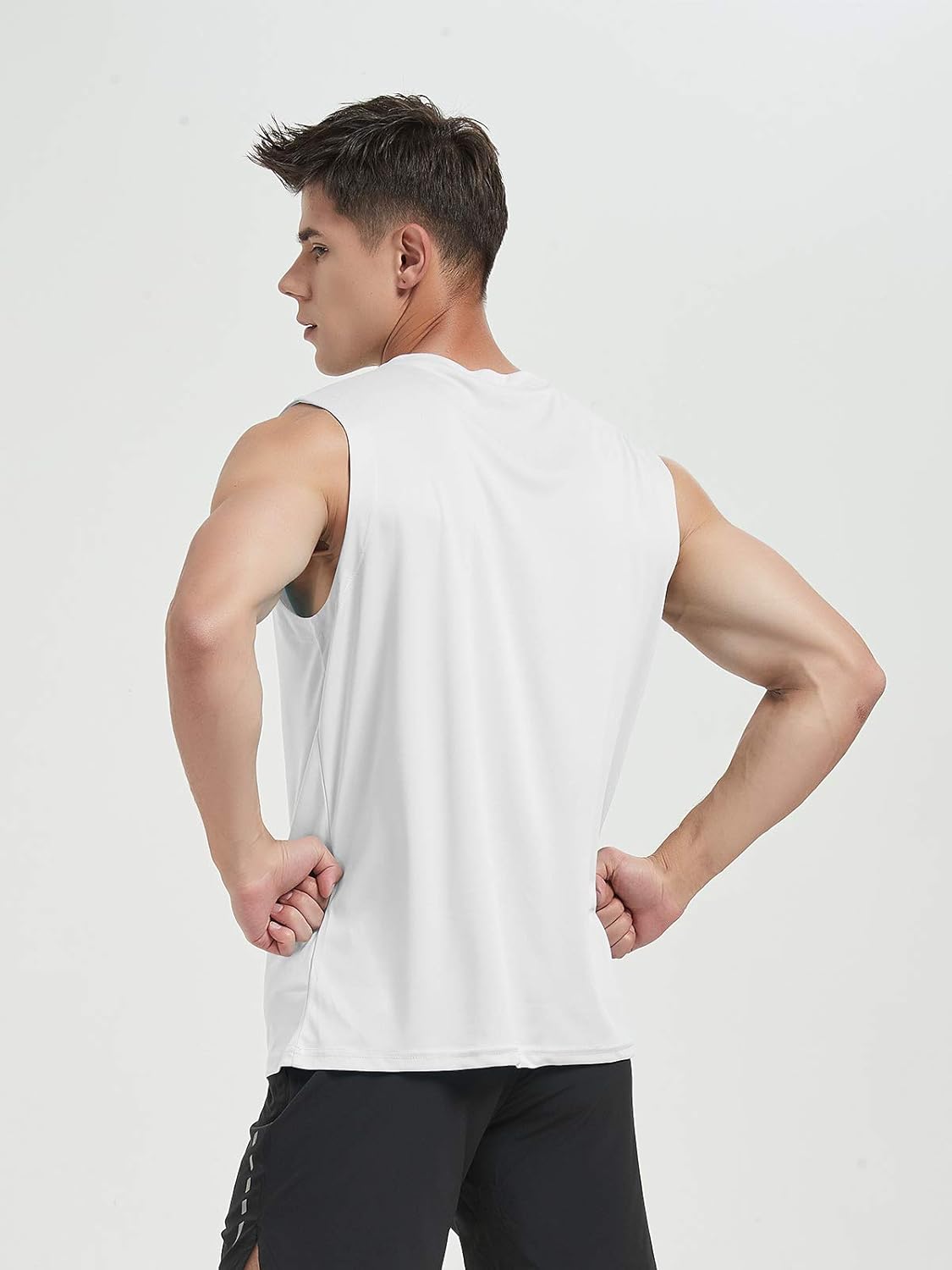 MIER 3 Pack Men's Workout Tank Tops UPF 50+ Swim Shirts Quick Dry Running Sleeveless UV Protection Muscle Tees