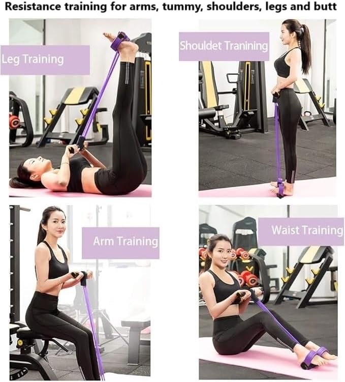 Miniatura 4 de Cuerda de tensión multifunción, banda de resistencia elástica de 6 tubos para yoga, cuerda de tensión de látex natural, equipo de fitness, para