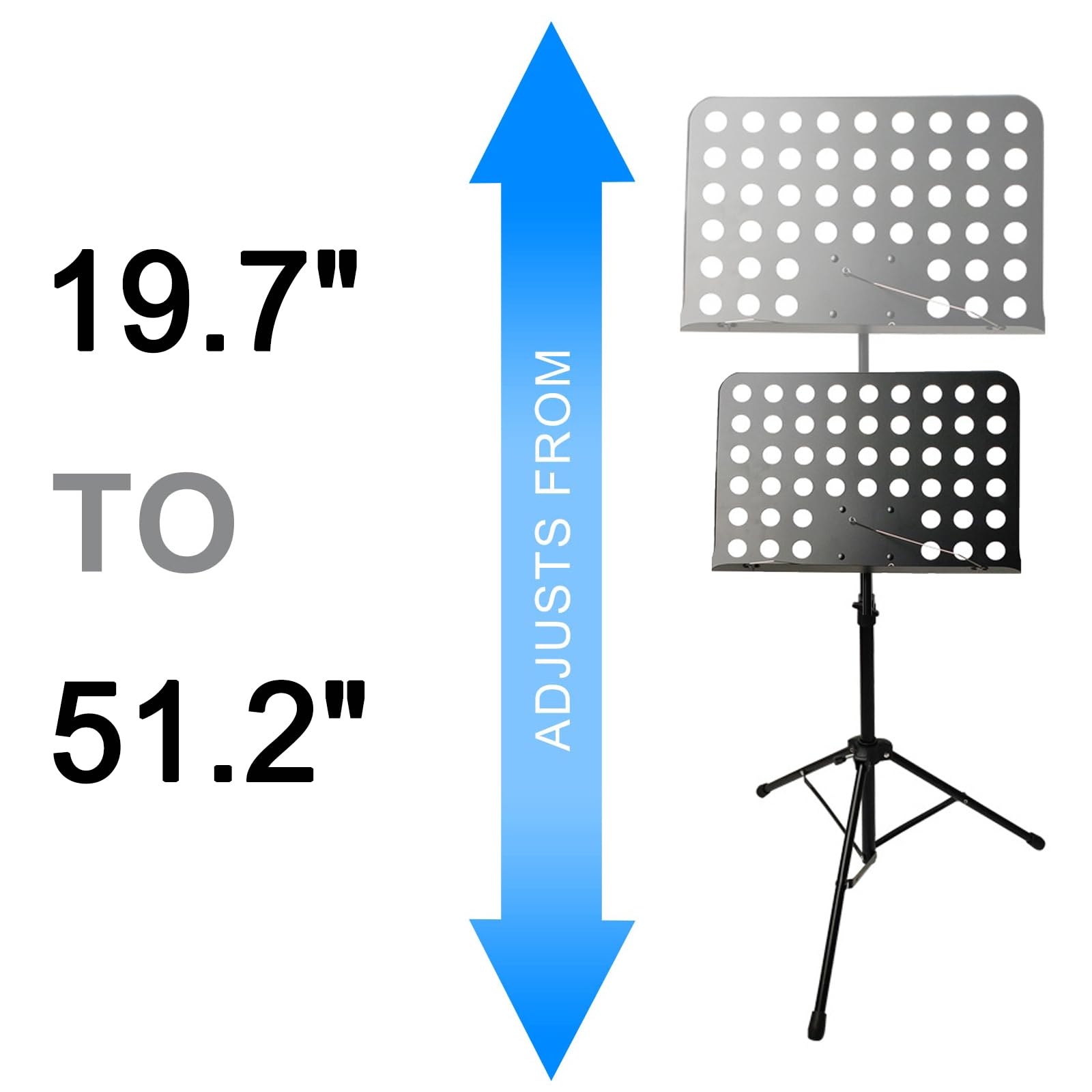 Notenständer Tragbarer Perforierter Notenständer mit Notenblattklammer Höhenverstellbar Metall Notenbuchhalter Faltbares Stativ Stabil für Musikinstrumente Spielen und Reisen