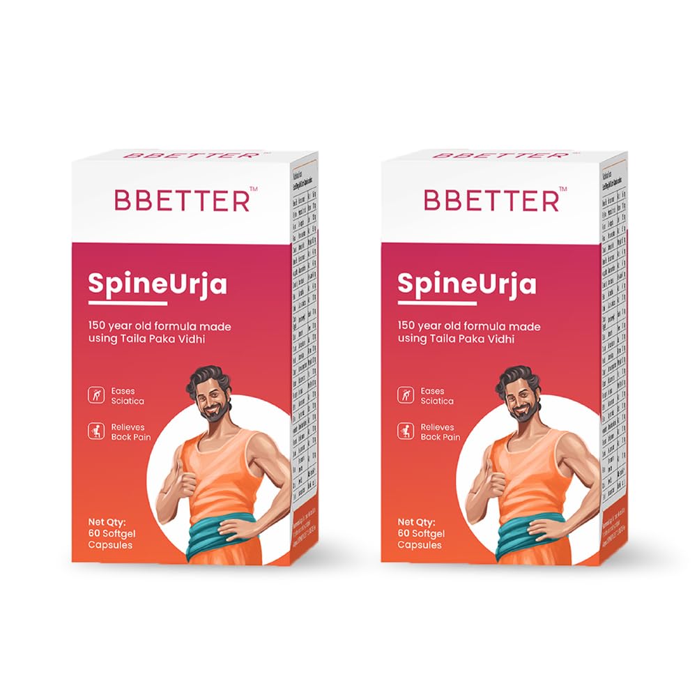 BBETTER SpineUrja -Ayurvedic Lower Back Pain Relief & Sciatica Relief | Made by Taila Paka Vidhi method | 120 softgels for lower back pain & Sciatica relief (B0CNVGZSVH) Amazon Price History, Amazon Price Tracker