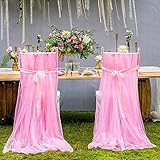 FLYPARTY Handmade Tulle Tutu Chair Skirt with Sash Bow for Party Wedding Baby Shower Home Decoration...