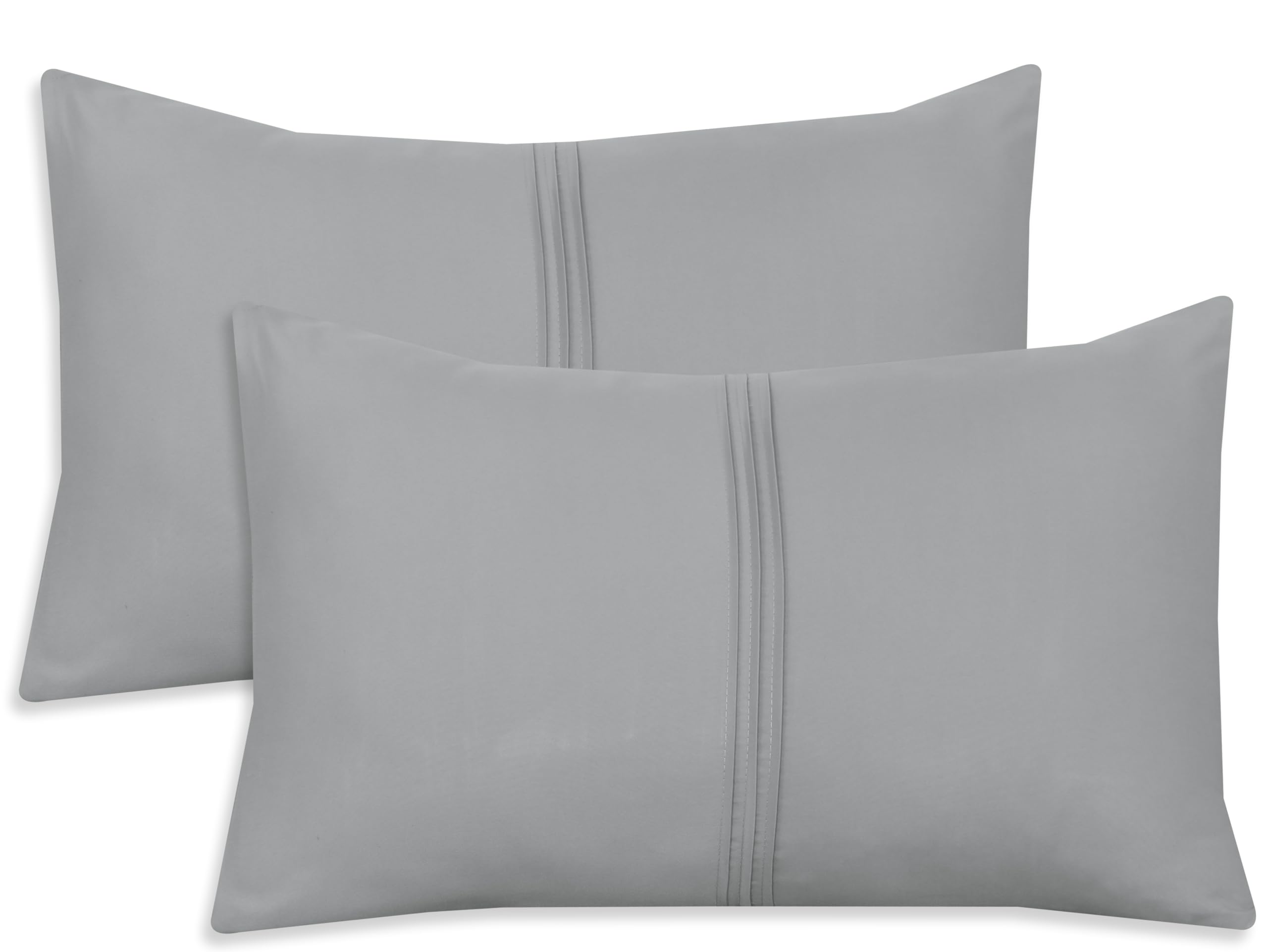 Nafay Living Pintuck Pillowcases 2 Pack Brushed Microfiber Soothing Feel Wrinkle & Fade Resistant with Envelope Closure (Grey)