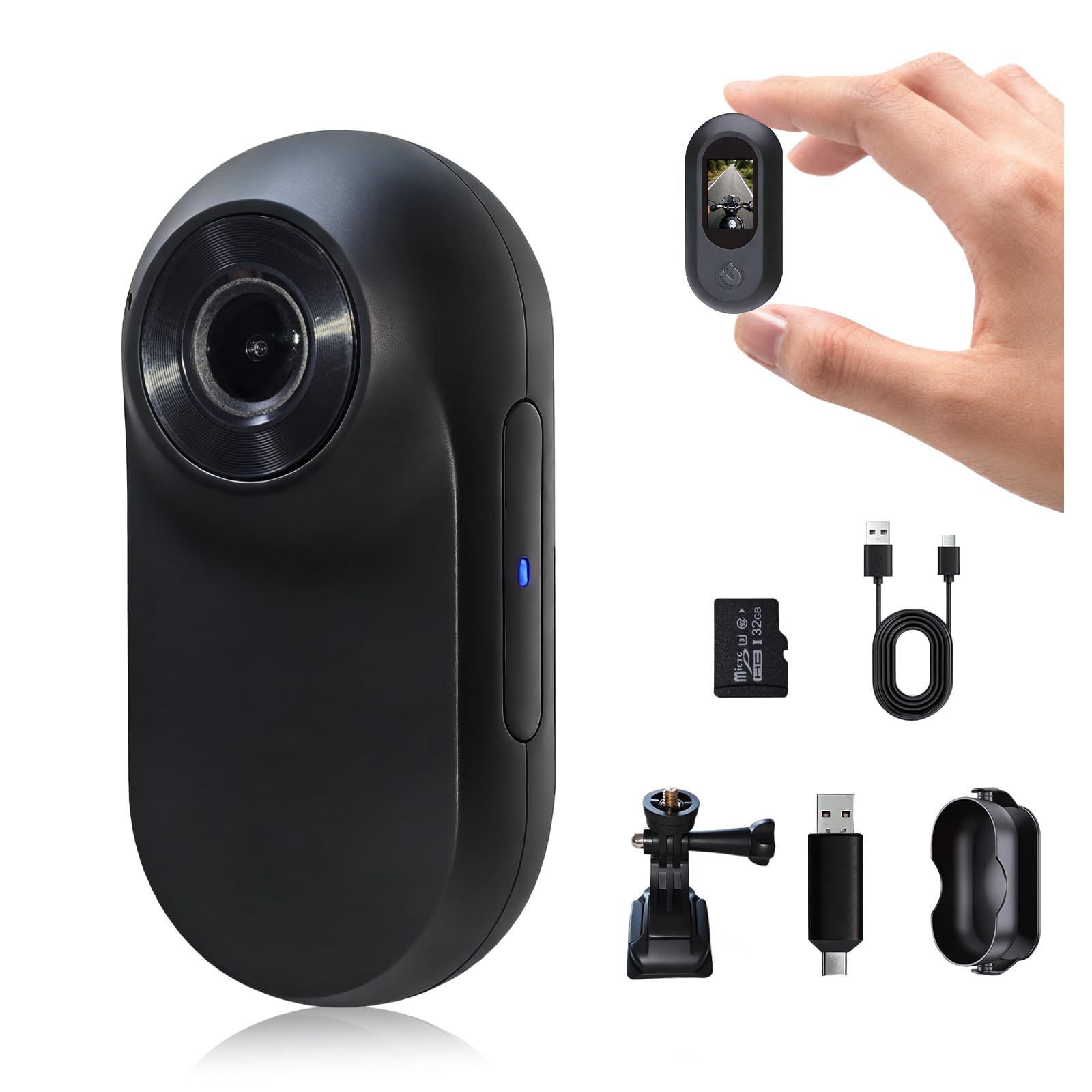 Mini Action Cam 4K Da 128GB Con Custodia Di Ricarica - Videocamera Indossabile A Pollice Per Sport E Vlog