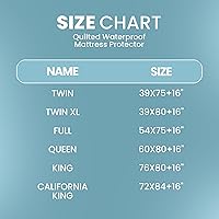 Vista 7 de Protector de colchón individual, impermeable, transpirable, acolchado de lujo, lavable a máquina, blanco, 38 x 75 x 16 pulgadas