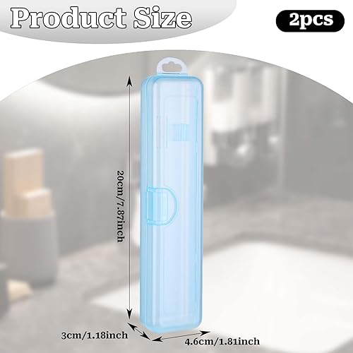 Miniatura 2 de 2 fundas para cepillos de dientes, soporte para cepillos de dientes de viaje azul transparente, 7.87 x 1.81 x 1.18 pulgadas, fundas de plástico para