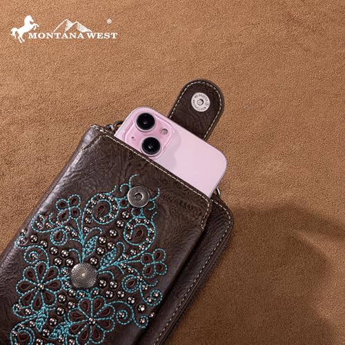 Image of Montana West Western Crossbody Phone Wallet for Women RFID Blocking Wallet Purse with Cash Slots & Zipper Pocket