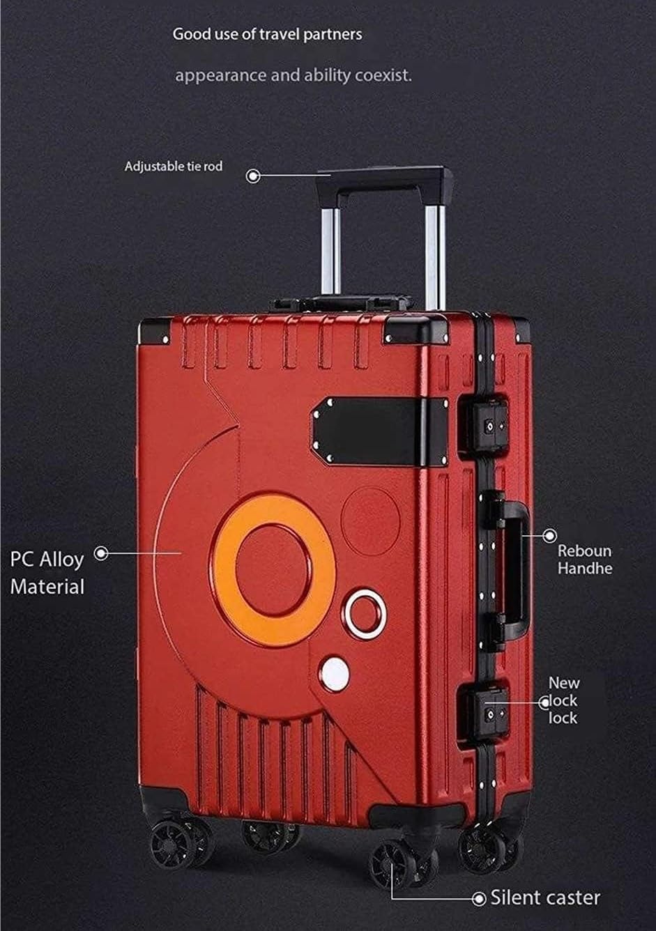 Valigia da Trasporto con Telaio in Alluminio per Bagagli rigidi per PC con Ruote girevoli e Custodia da Viaggio Portatile con Lucchetto TSA