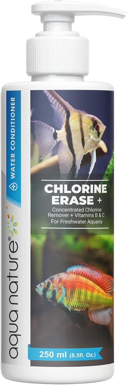 AquaNature® Chlorine Erase + Water Conditioner Concentrated Chlorine Remover +Vitamin B&C for Freshwater Aquarium (250ml)