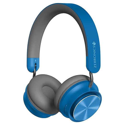 ZEBRONICS Zeb-Bang PRO Bluetooth v5.0 On Ear Headphone, 30H Backup, Foldable Design, Call Function, Voice Assistant Feature, Built-in Rechargeable Battery, Type C Charging, 40mm Driver and AUX. (Blue) at Rs. 699