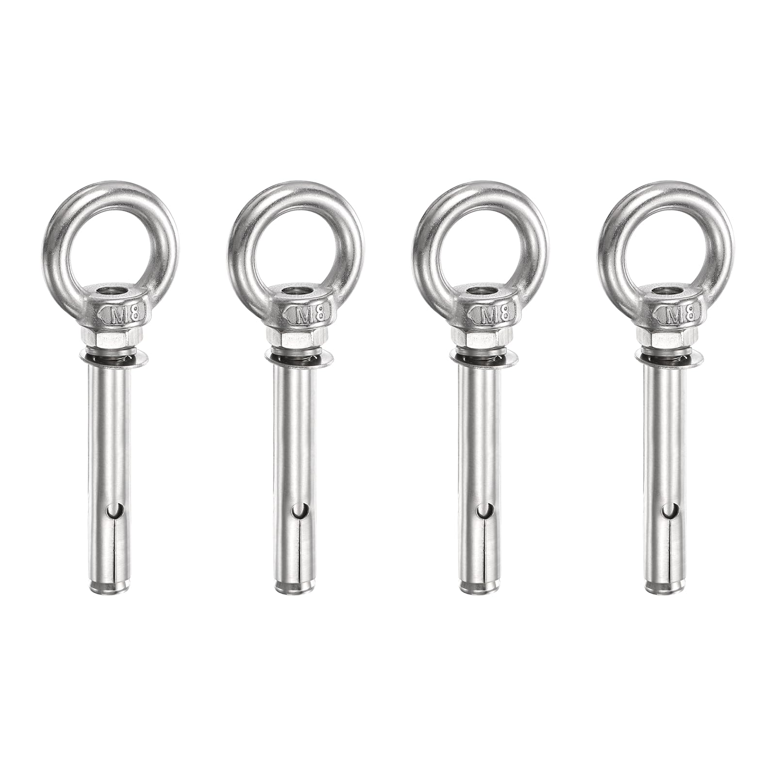 PATIKIL M8x50mm Expansion Lifting Eyebolt, 4 Pcs Stainless Steel Ring Lifting Expansion Bolts Screw Heavy Duty Internal Eye Bolt Fastener with Eye Ring for Concrete Wall Masonry