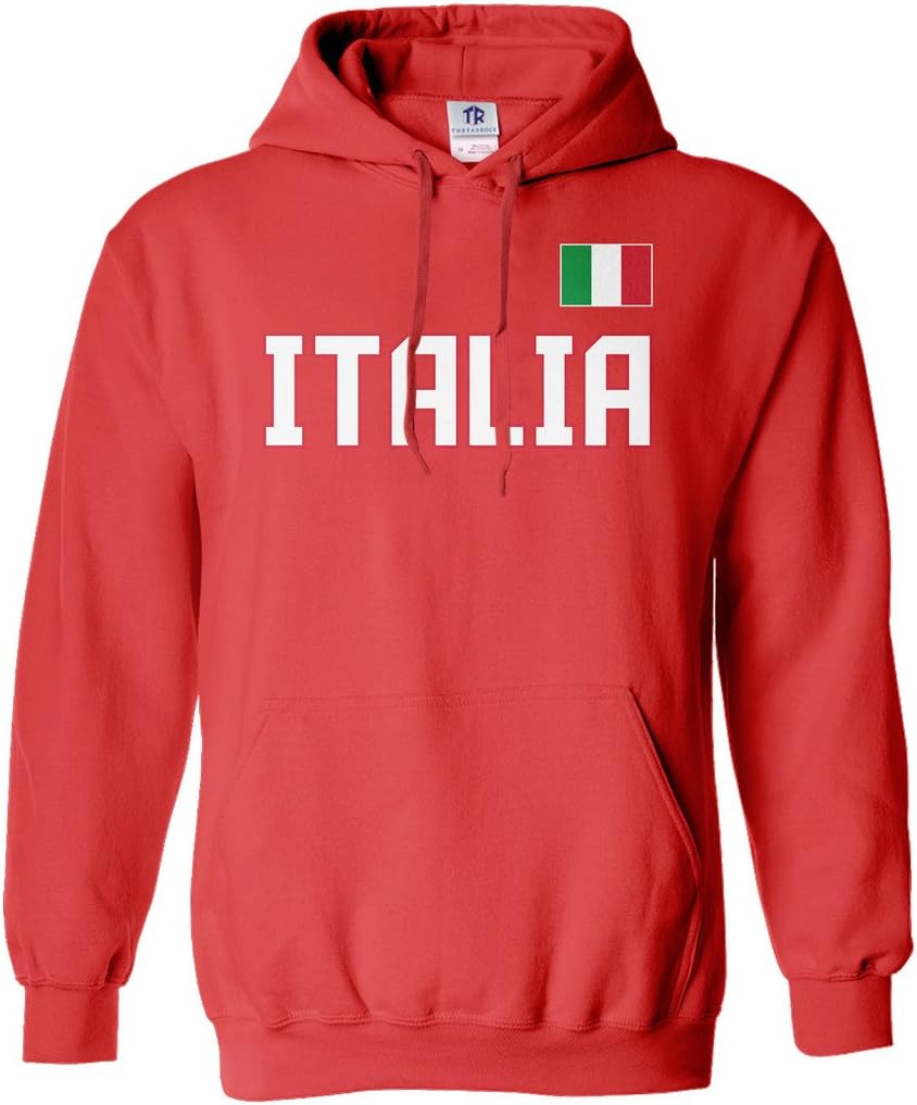 Threadrock Men's Italia National Pride Hoodie Sweatshirt