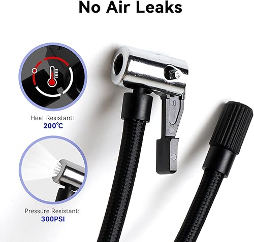 Miniatura 5 de LEXIN Extensión de manguera para inflador de neumáticos, portabrocas de aire de bloqueo con manguera y aguja de bola adaptador de válvula Presta,